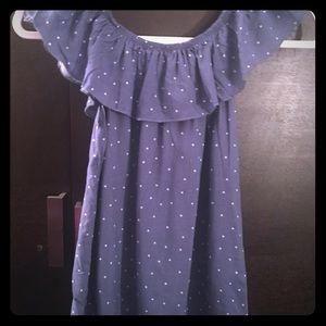 Girls blue off the shoulder shirt.  Size 14/16